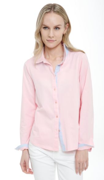 Long Sleeve Button Front Shirt with Woven Trims