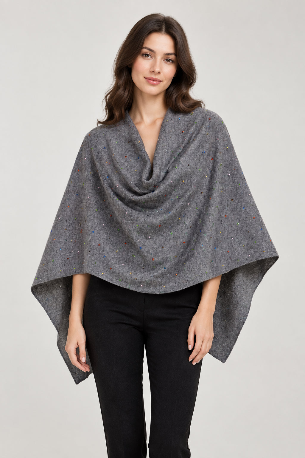 Cashmere Blend Multi Color Crystal Topper