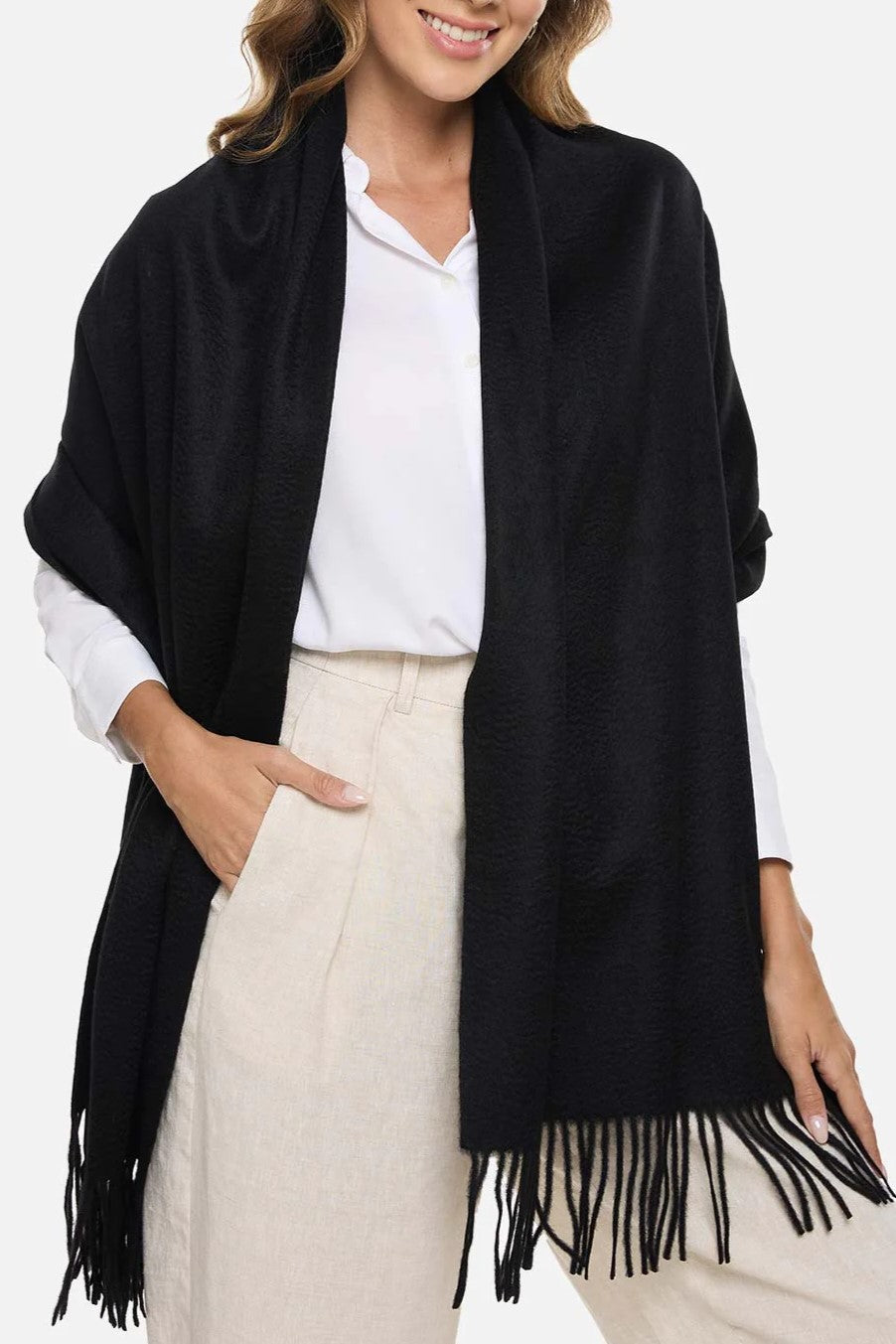 100% Cashmere Solid Throw (Size 50" x 60" plus fringe)