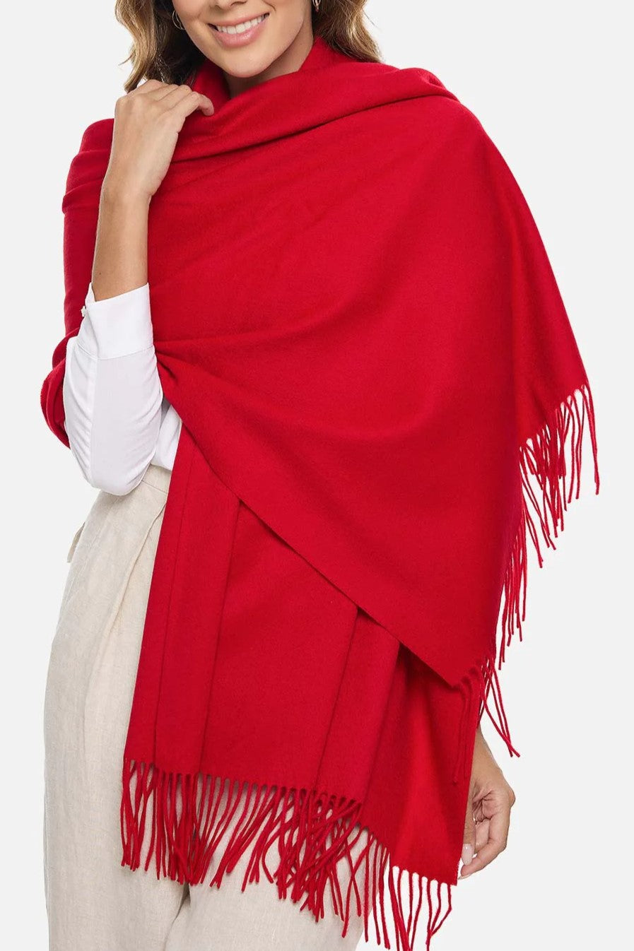 100% Cashmere Solid Throw (Size 50" x 60" plus fringe)