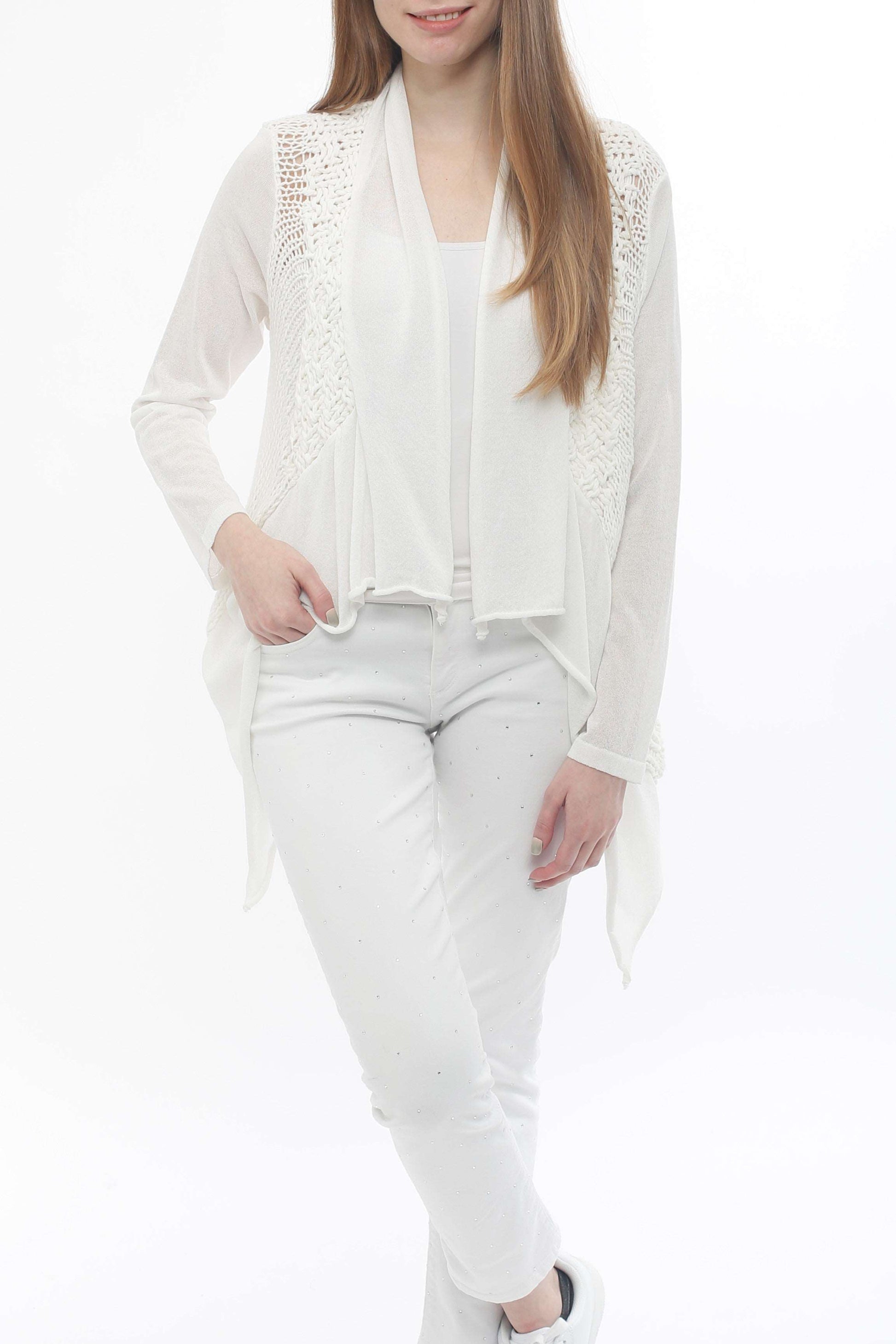 Drape Front Cardi with Tape Yarn