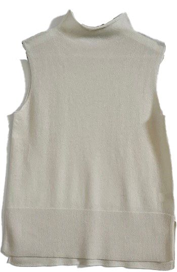 100% Cashmere Funnel Neck Sleeveless Top