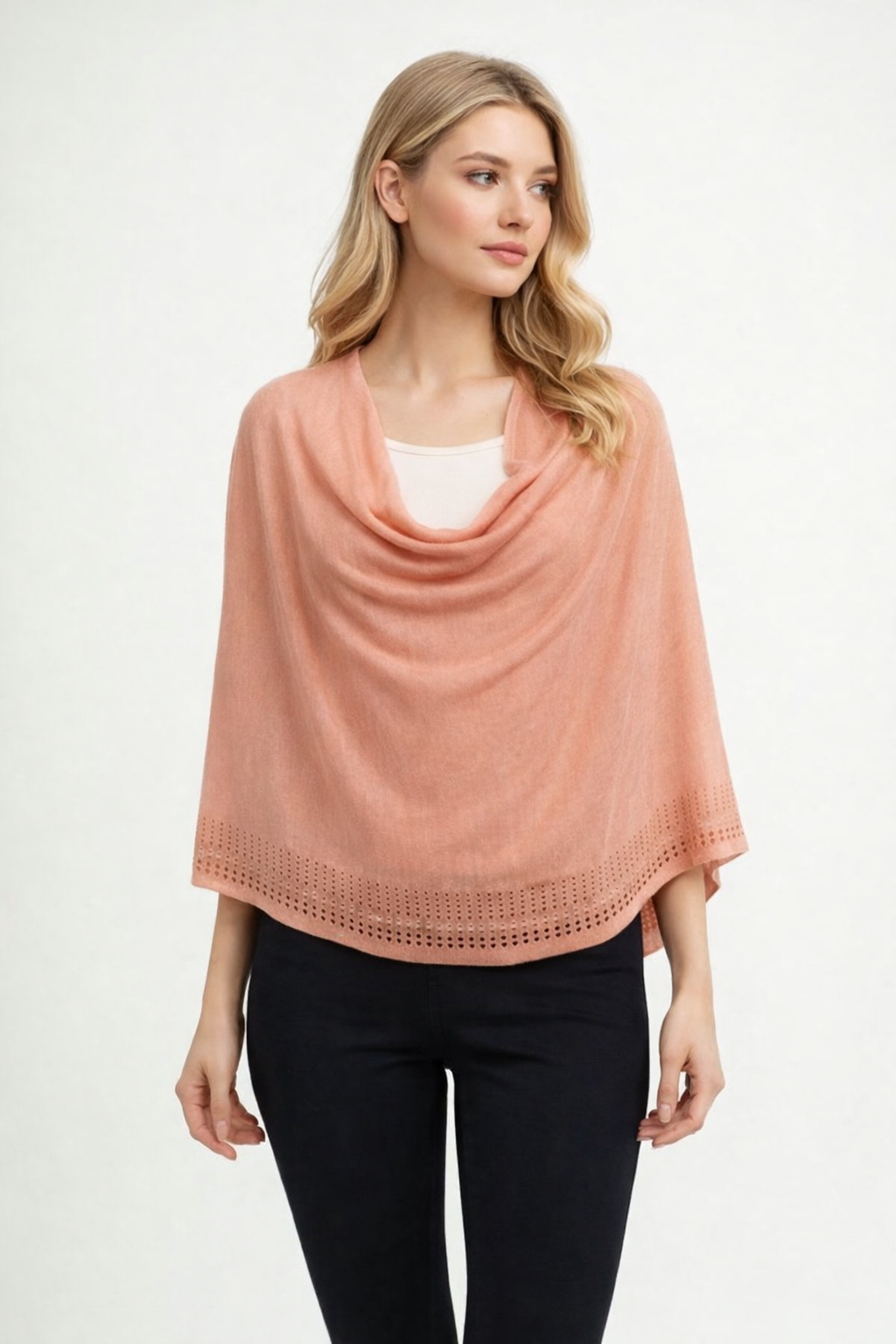 Linen Beading Detail Poncho