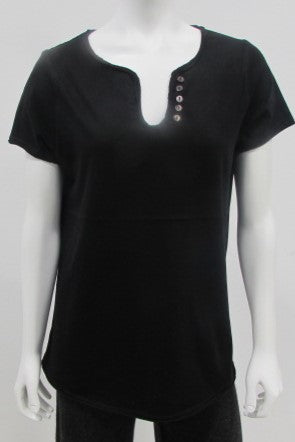Short Sleeve Faux Henley Tee