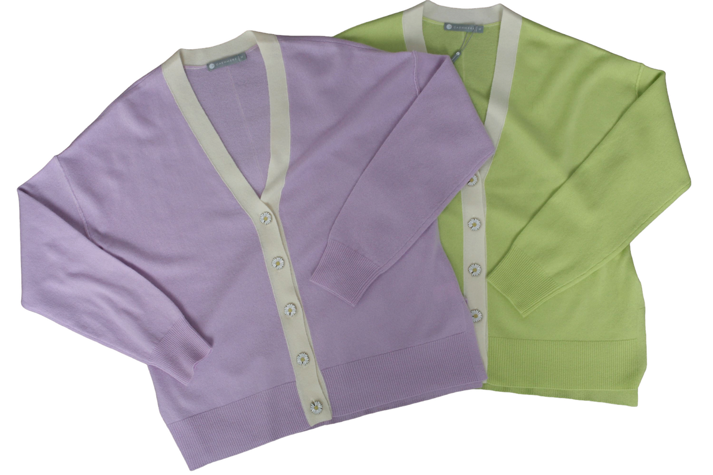 100% Cashmere V-Neck Cardigan With Daisy Buttons