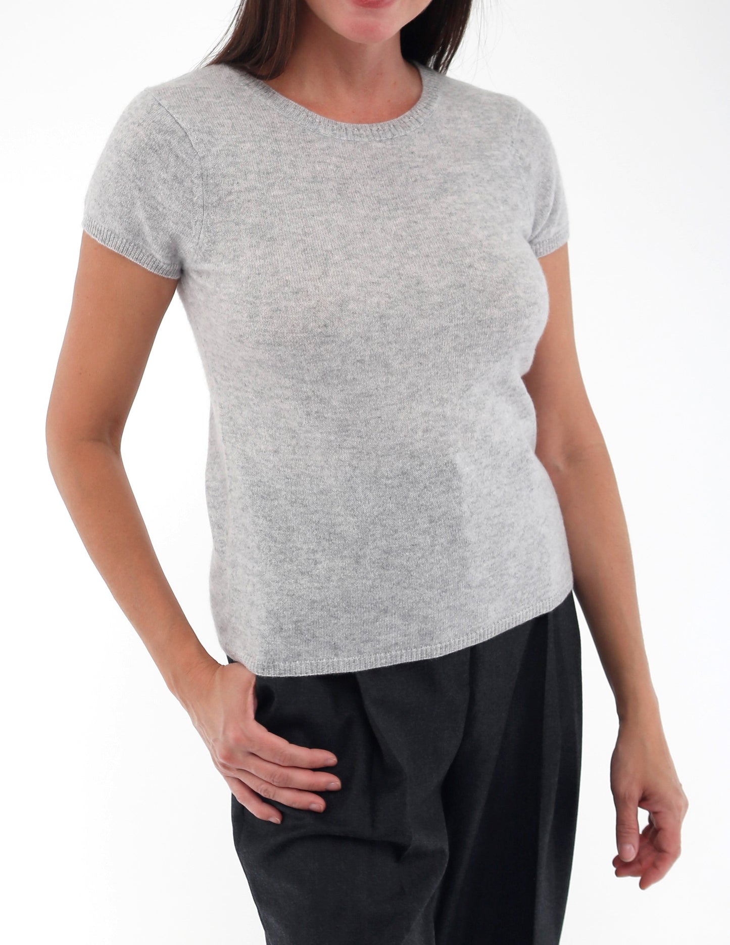 100% Cashmere Luxury Crew Neck Short Sleeve Tee