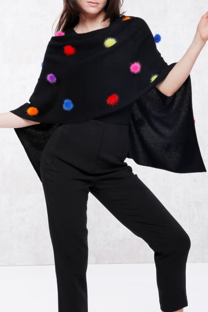 Cashmere Mink Fur Poms Topper