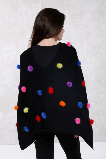 Cashmere Mink Fur Poms Topper