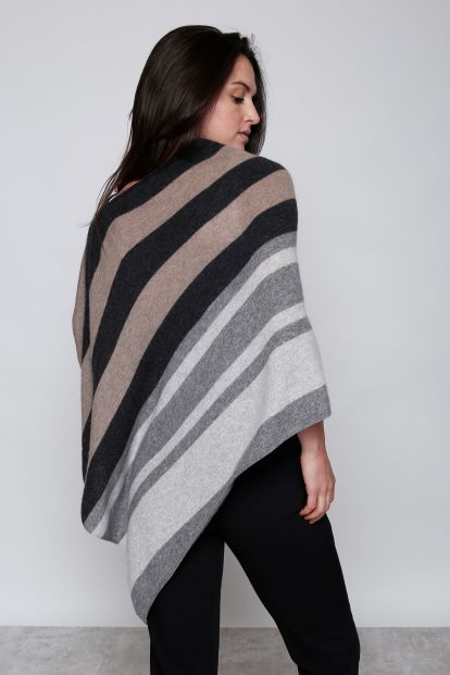 Cashmere Poncho Engineered Multi Stripe