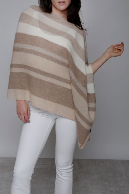 Cashmere Poncho Engineered Multi Stripe