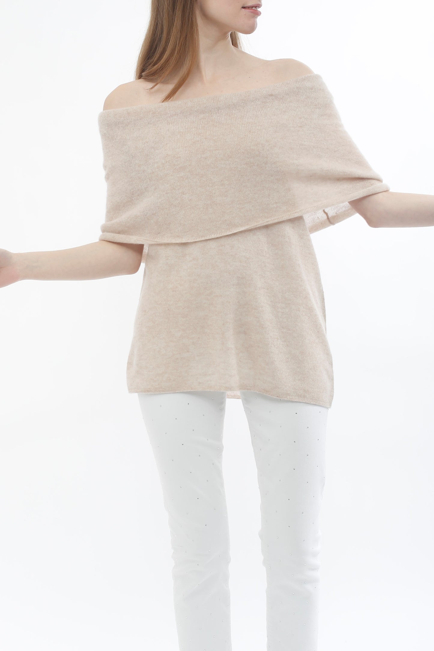 100% Cashmere Cowl Neck Top
