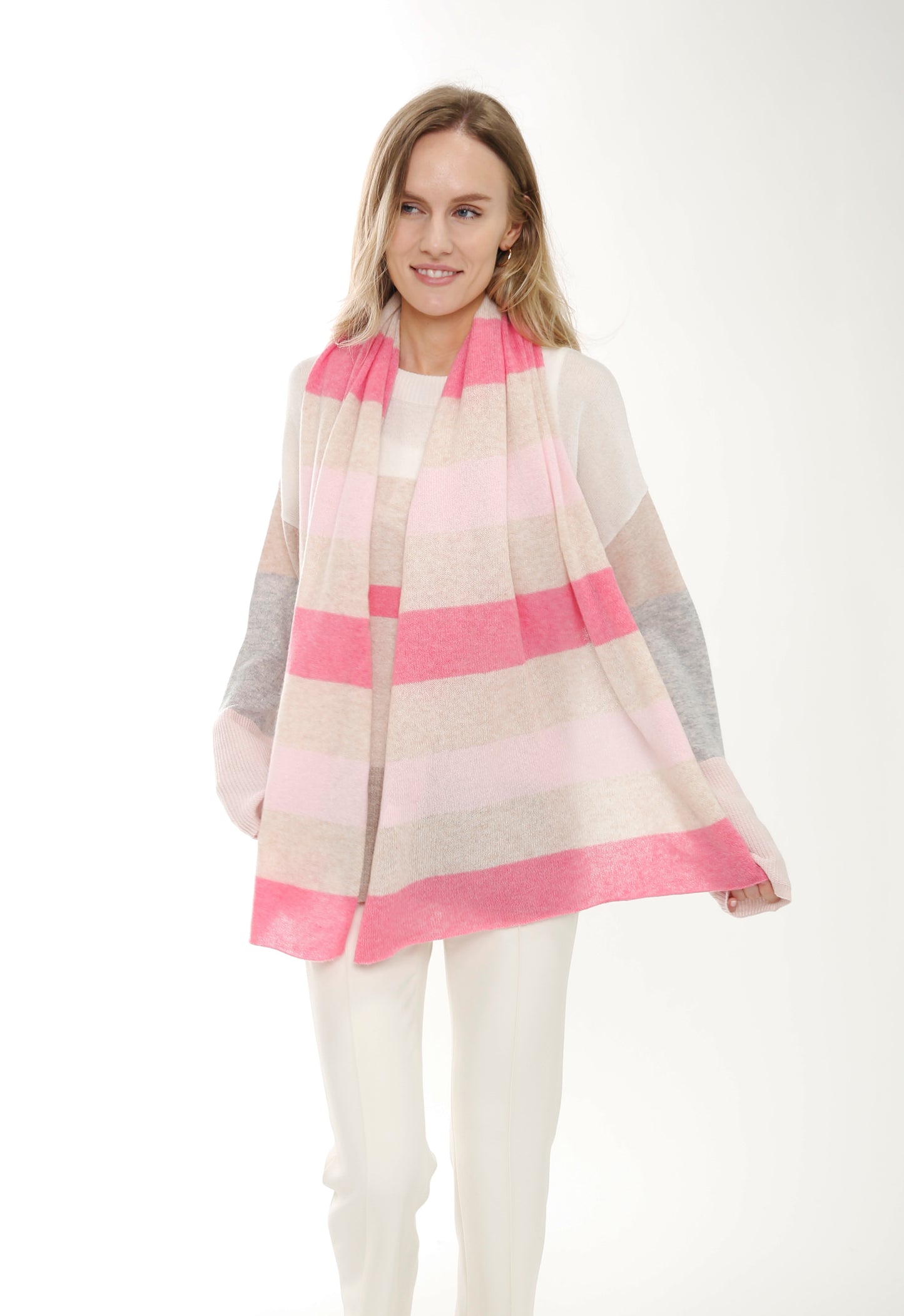 100% Cashmere Striped Scarf
