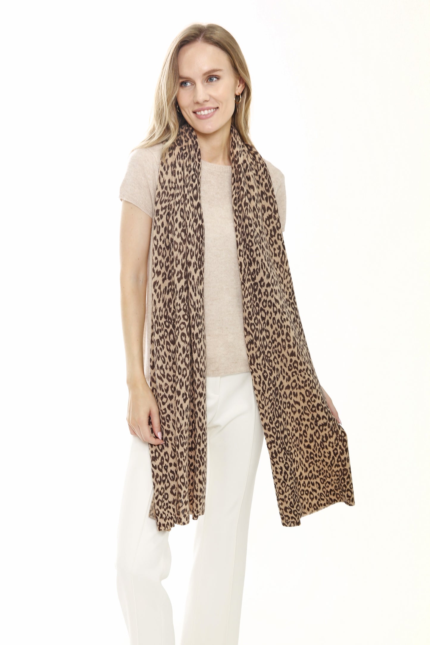 100% Cashmere Animal Print Scarf