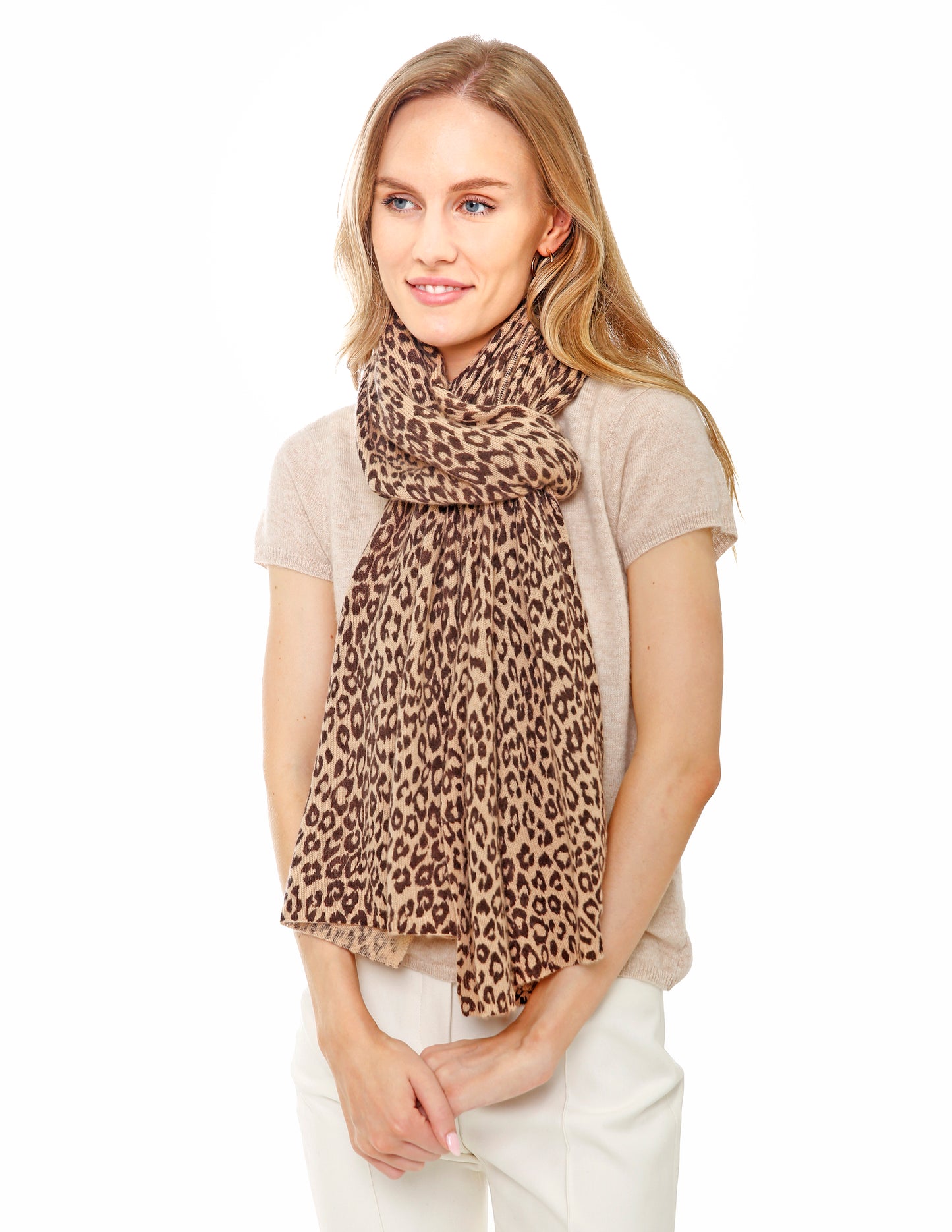 100% Cashmere Animal Print Scarf