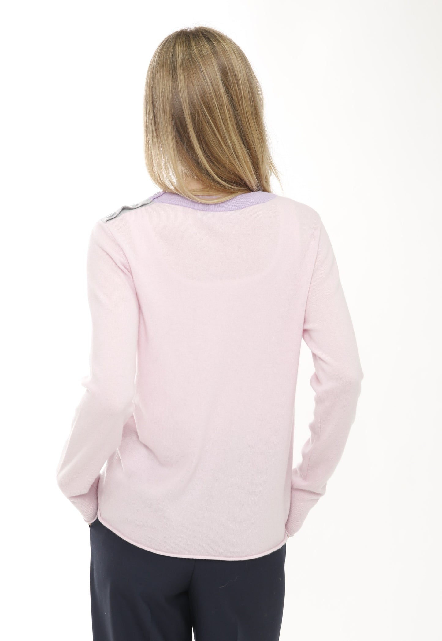 Baby Cashmere Long Sleeve Pullover with Shoulder Buttons