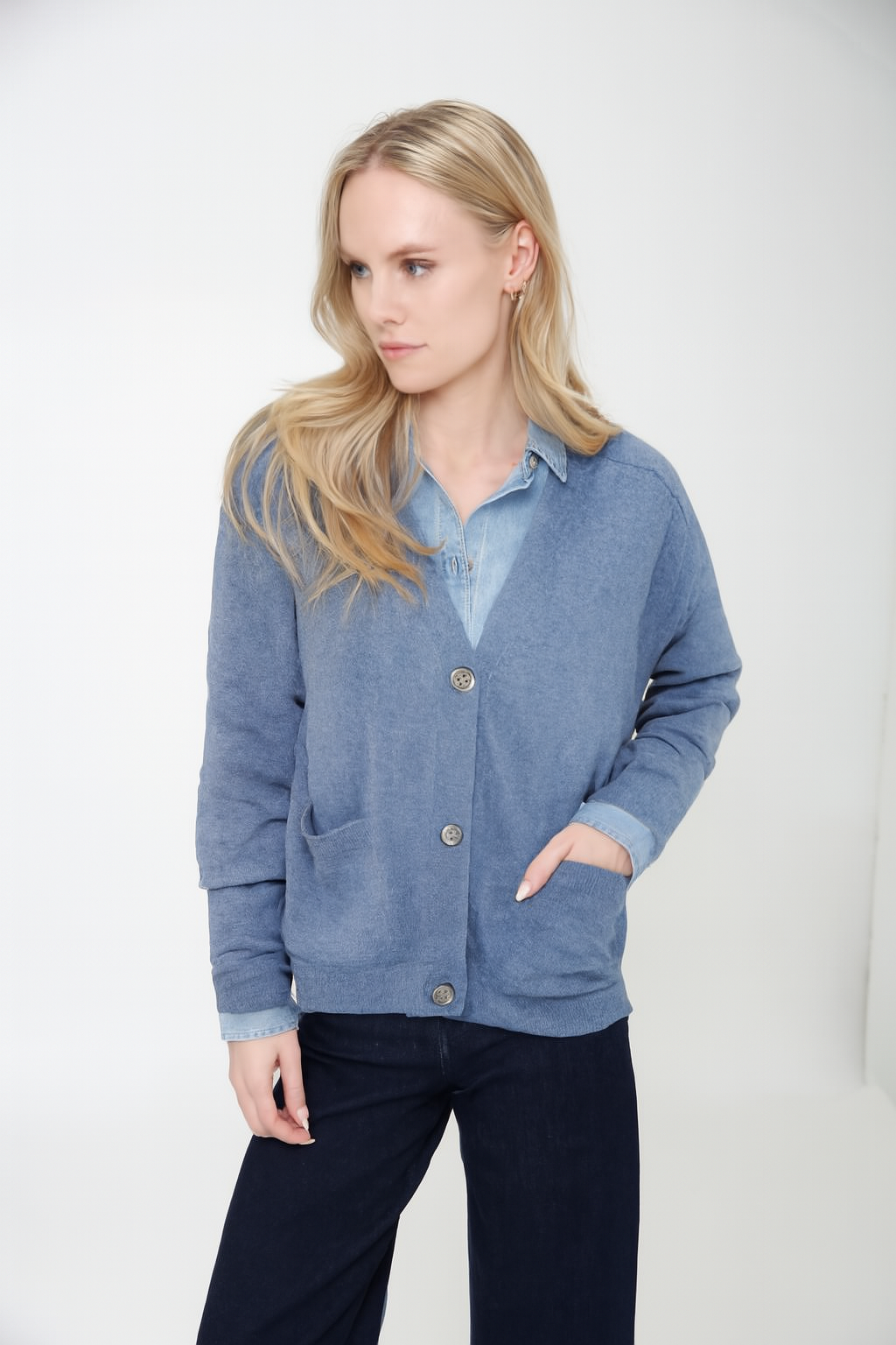 Cashmere Button Front Cardigan