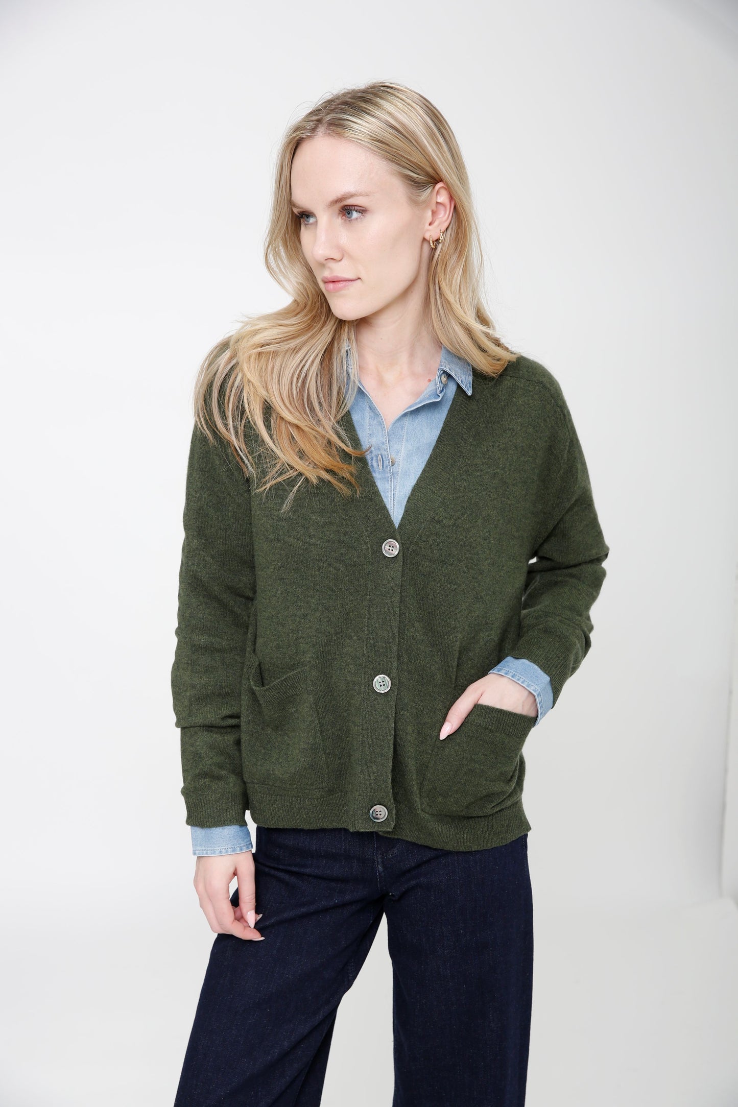 Cashmere Button Front Cardigan