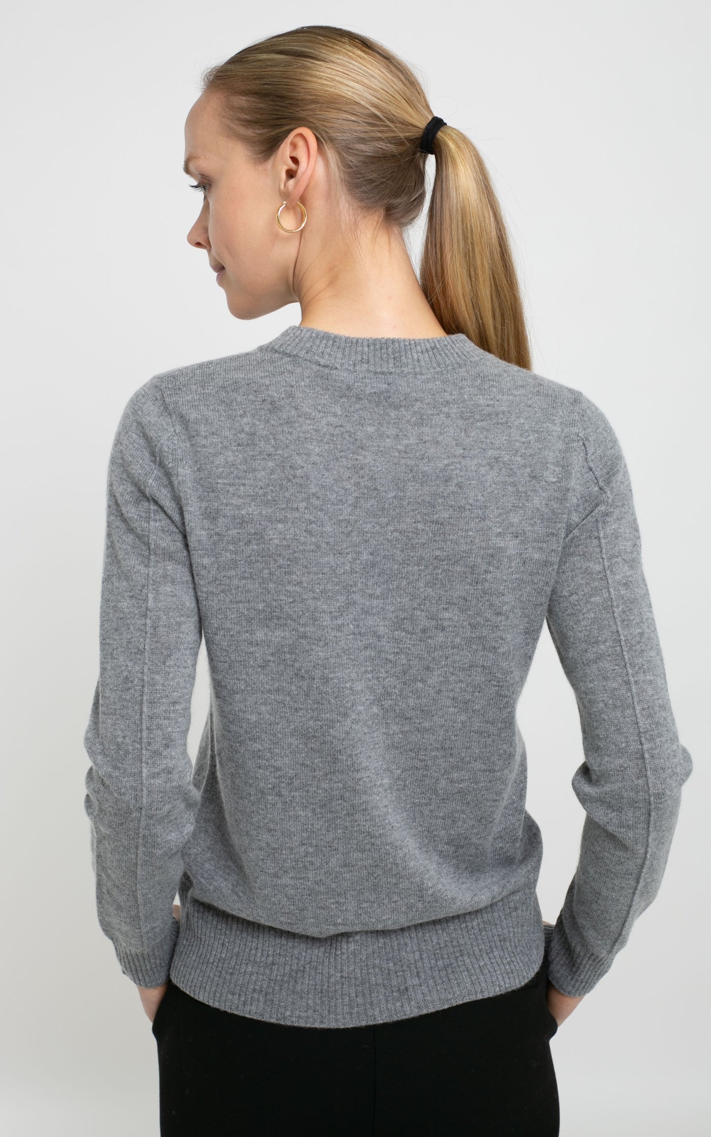 Cashmere Blend Long Sleeve Sweater with Exposed Seam
