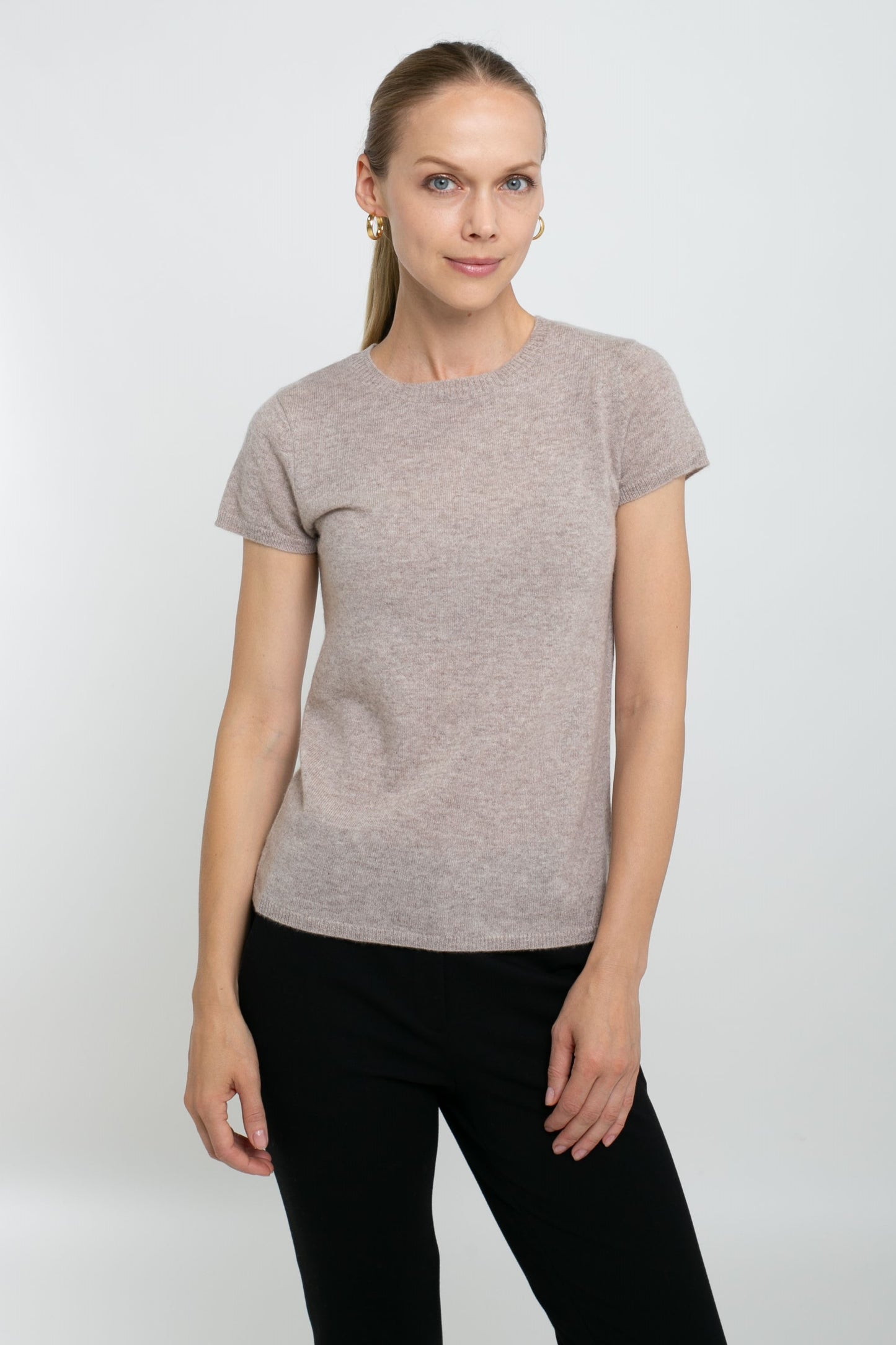 100% Cashmere Luxury Crew Neck Short Sleeve Tee
