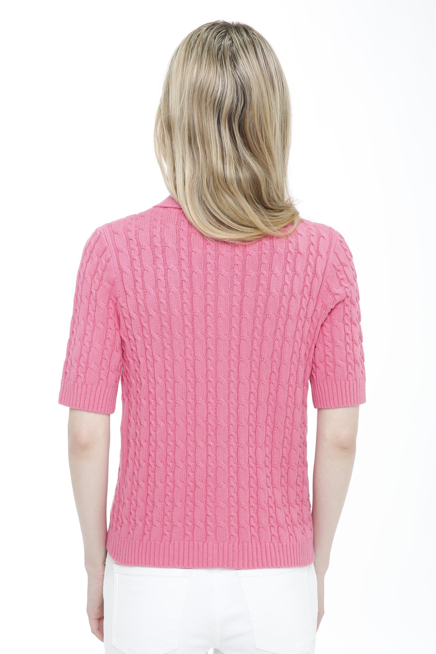 Short Sleeve Allover Cable Cardigan