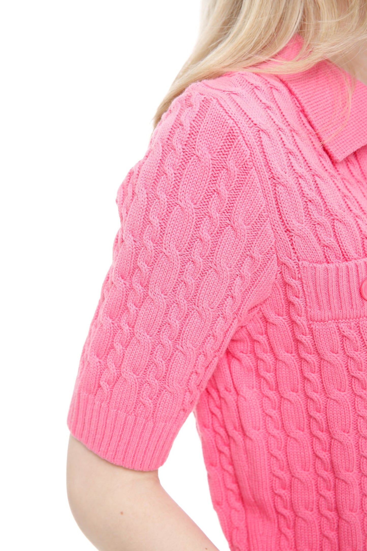Short Sleeve Allover Cable Cardigan