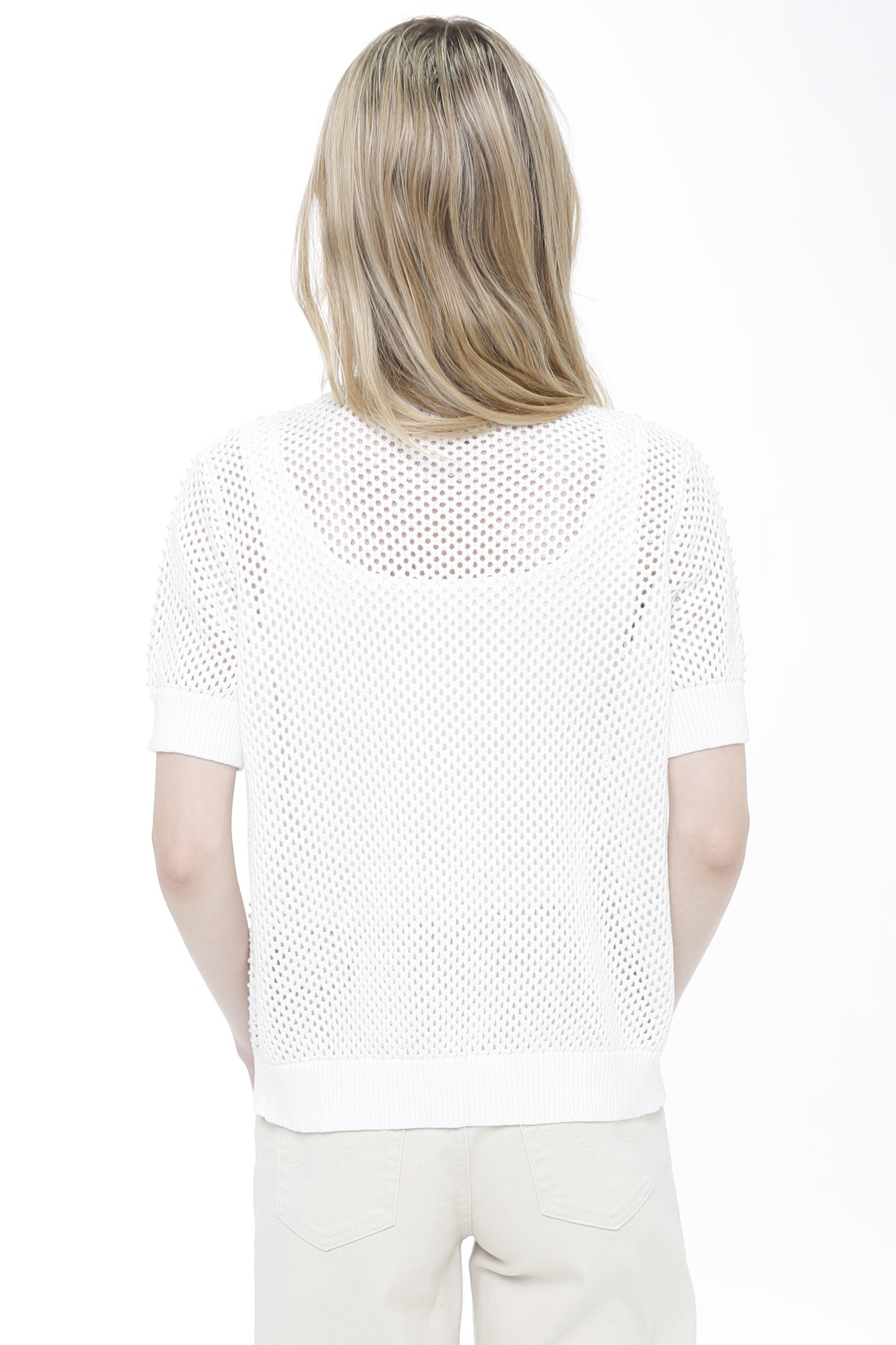 Allover Mesh & Pearls Pullover