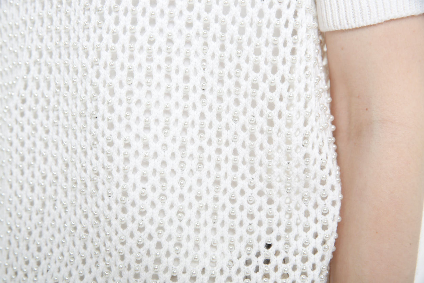 Allover Mesh & Pearls Pullover
