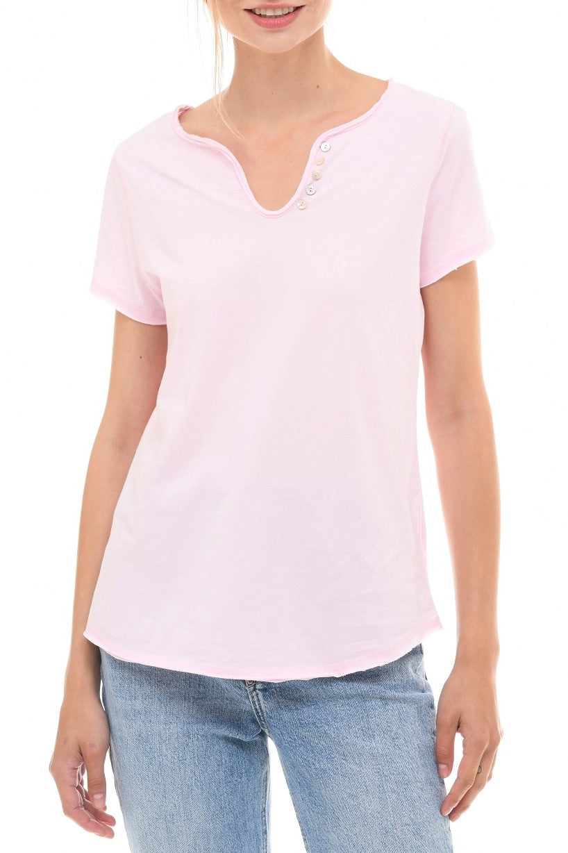 SHORT SLV FAUX HENLEY TEE (MSC4091) - InCashmere