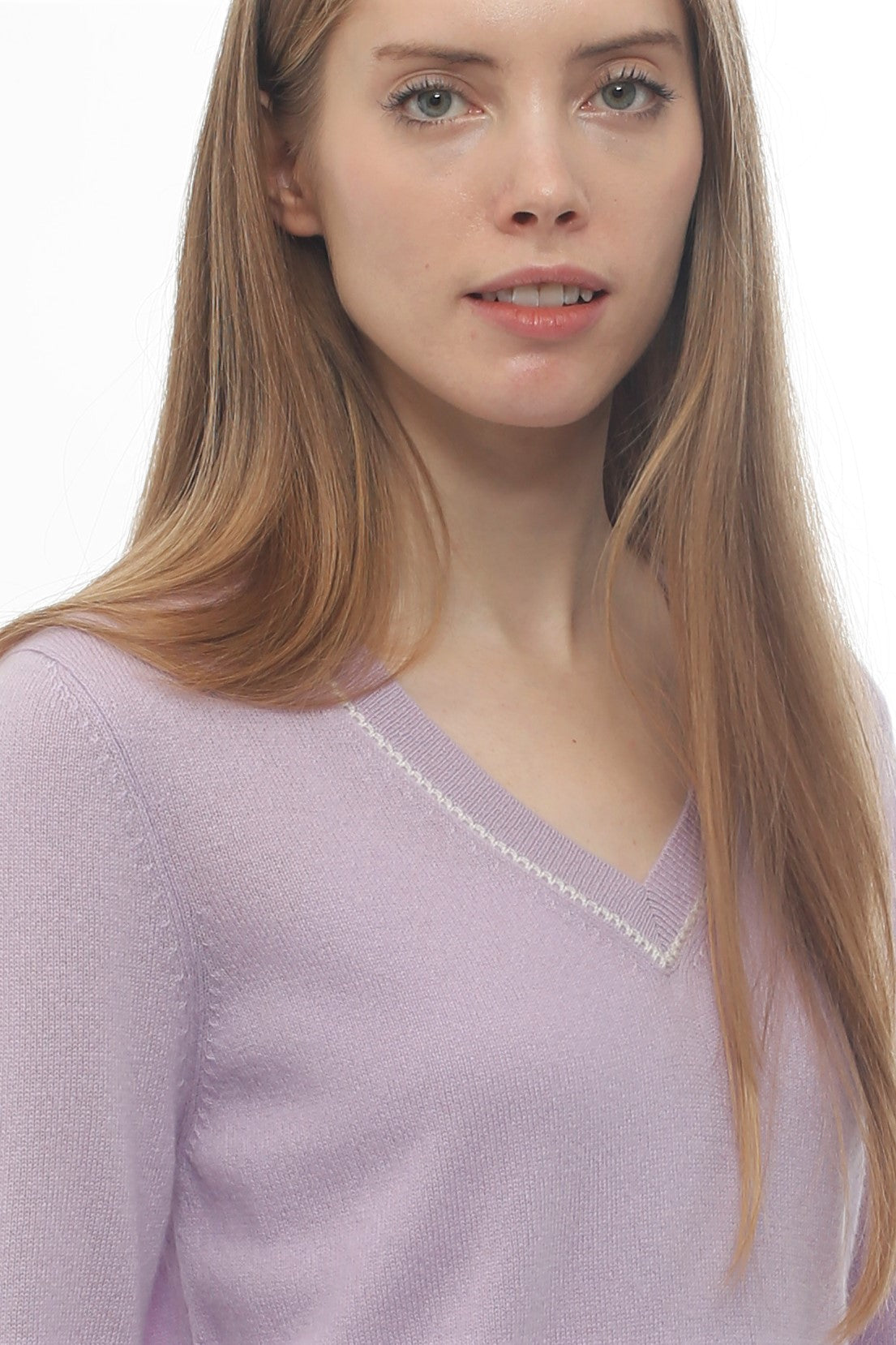 100% Cashmere V Neck Embroidery Pullover