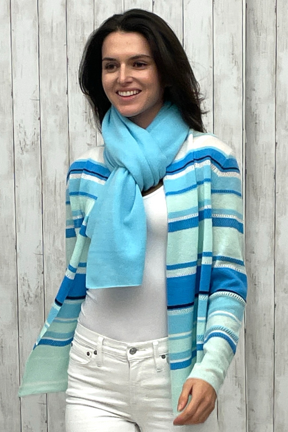 Cashmere Bold Striped Open Cardigan