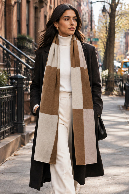 100% Cashmere Color Block Scarf (8031)