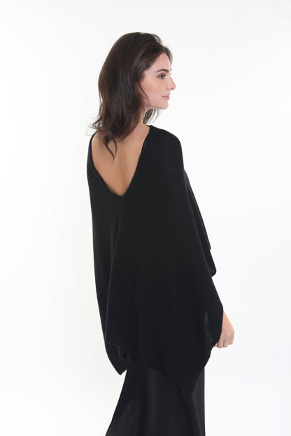 100% Cashmere Elegant Long Poncho Top
