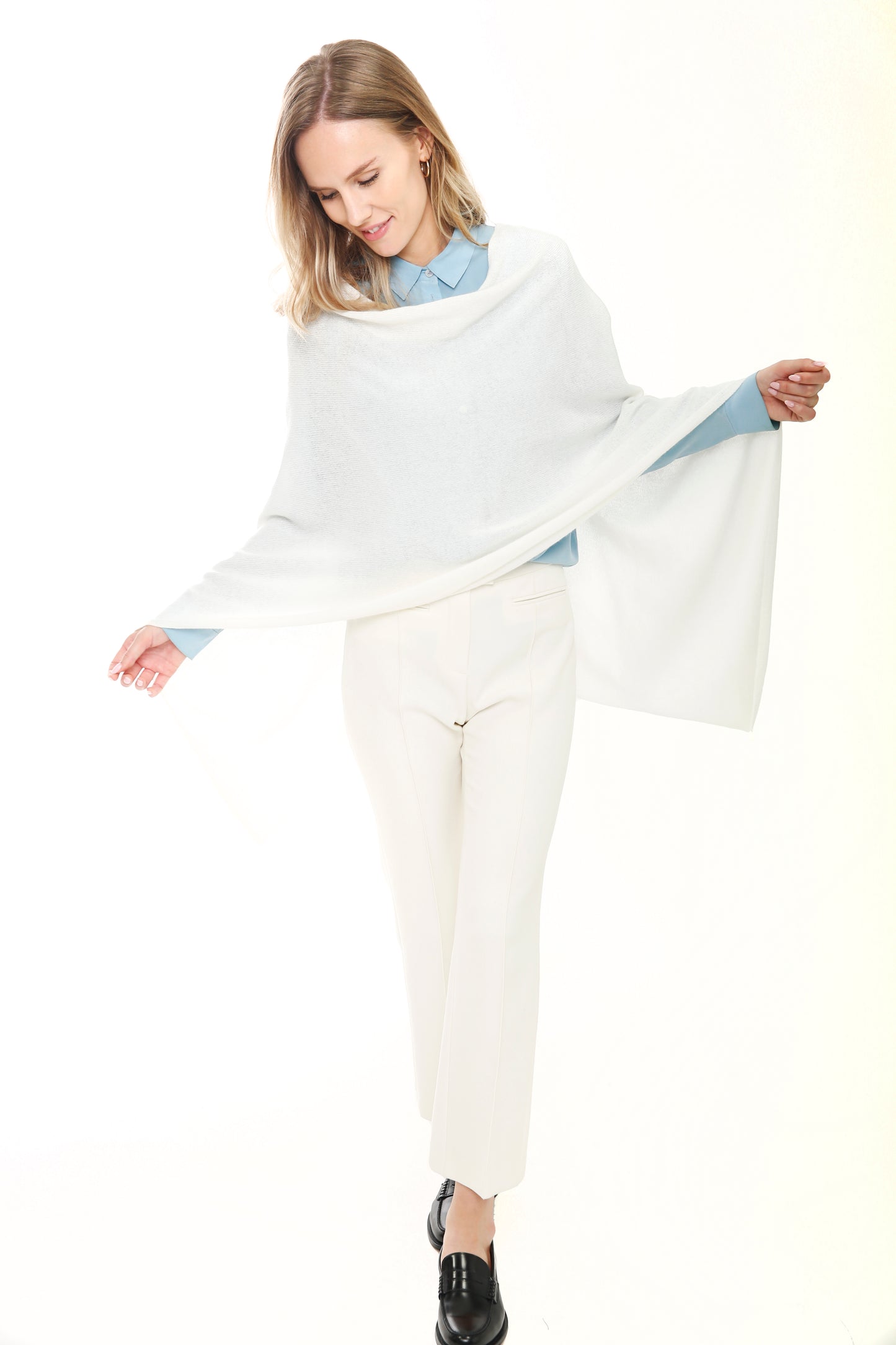 100% Cashmere Elegant Long Poncho Top