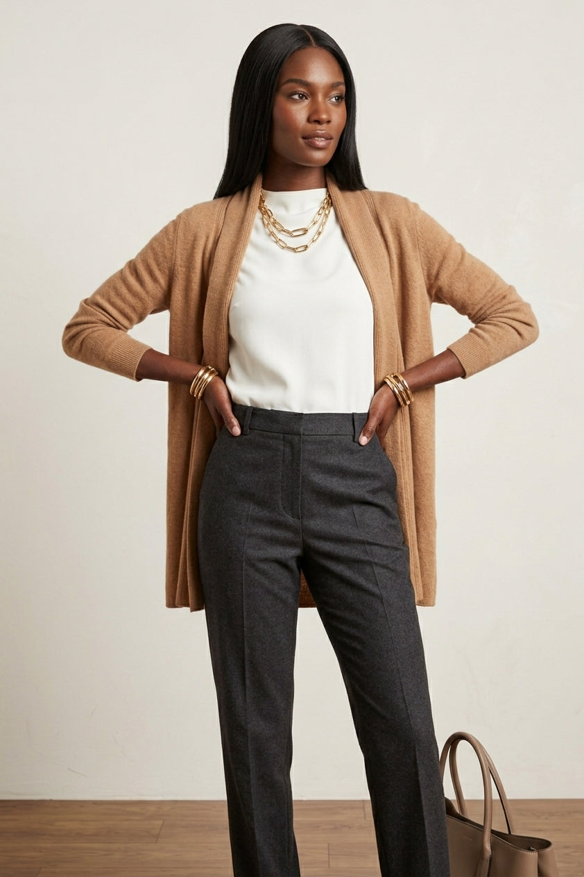100% Cashmere Open Cardigan
