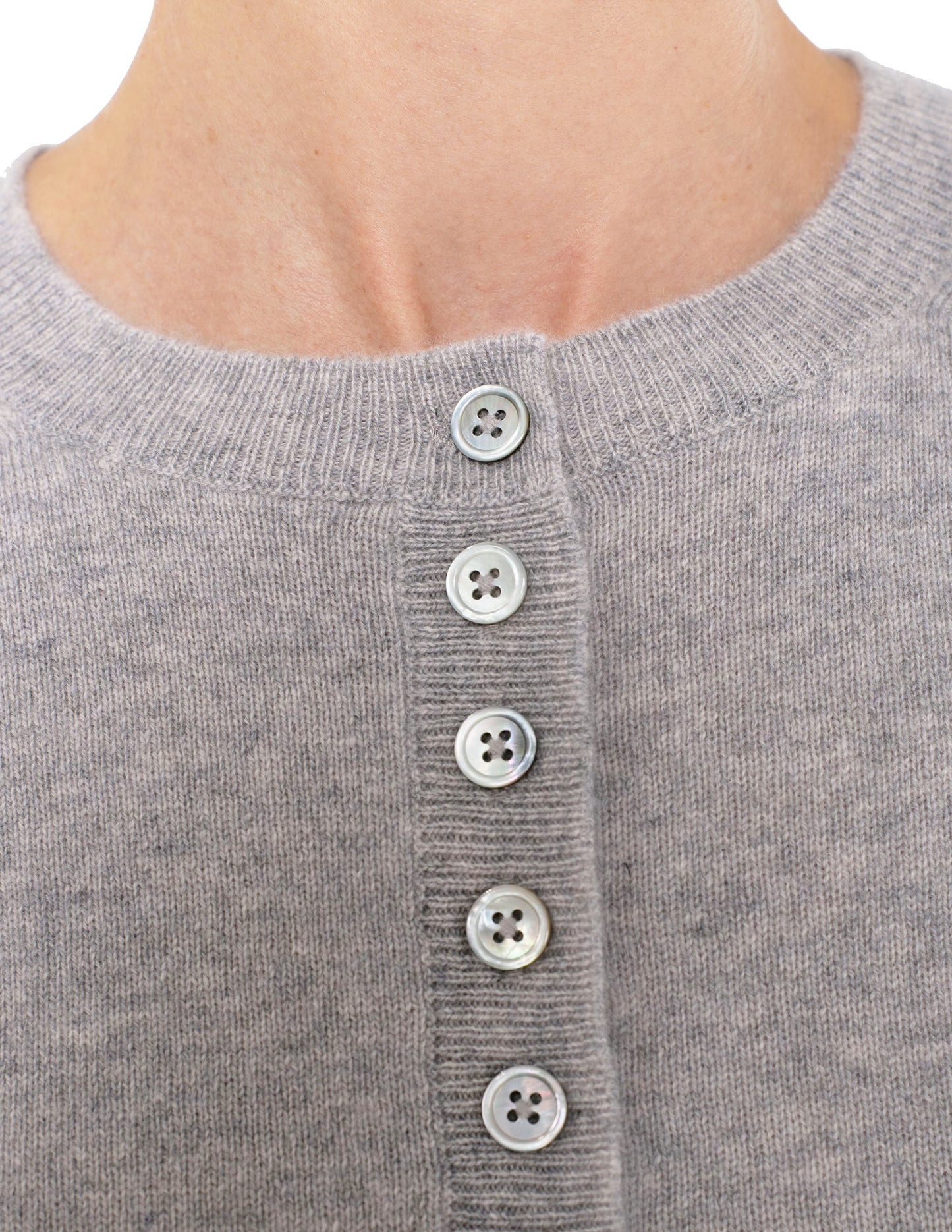 Baby Cashmere Long Sleeve Henley Button Crew Neck