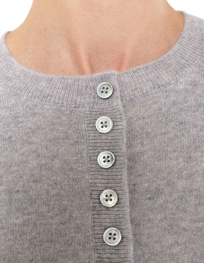 Baby Cashmere Long Sleeve Henley Button Crew Neck