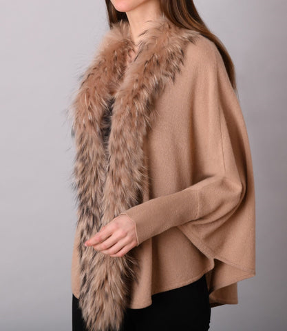 Kimono Cardigan with Fur Trim