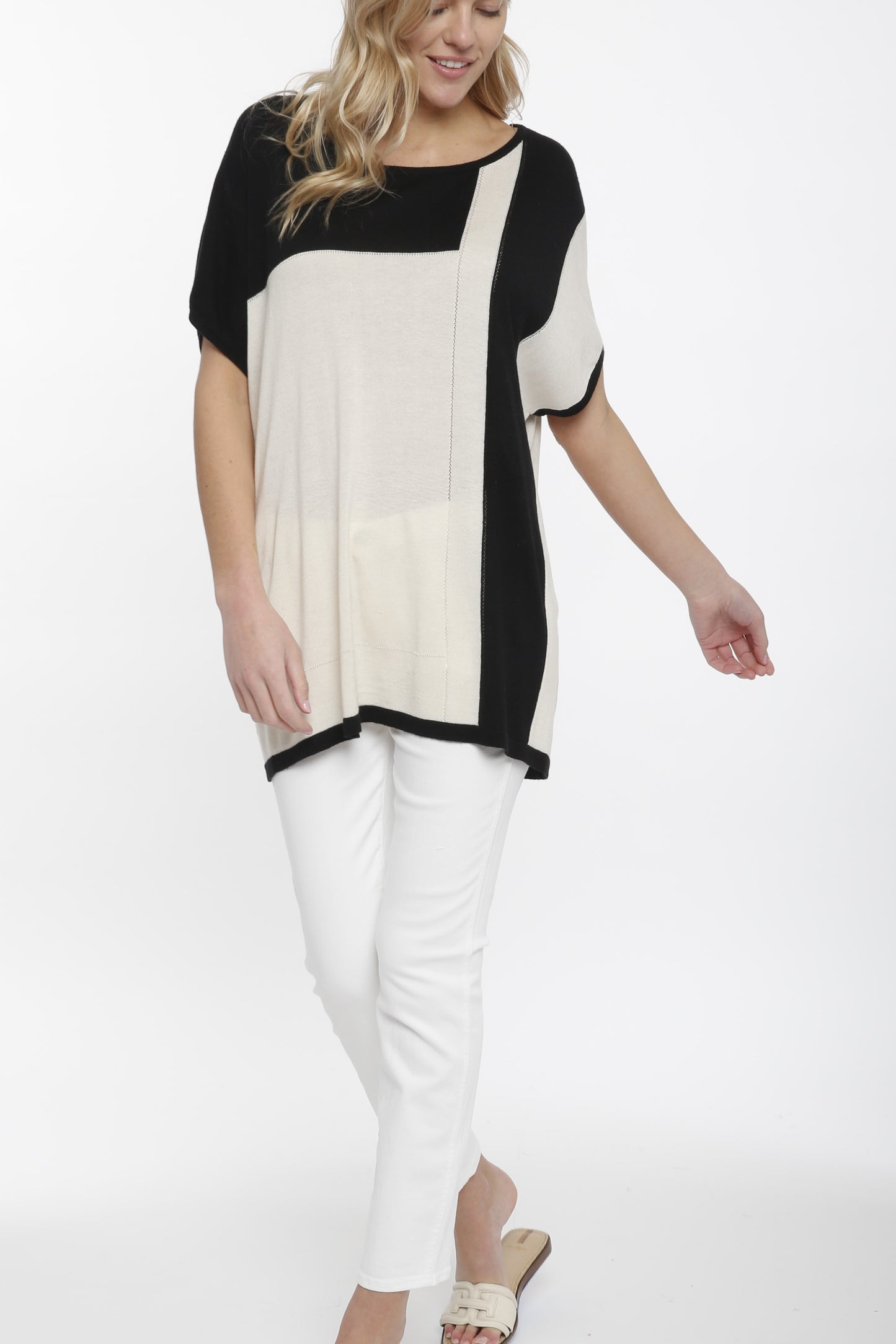 Cashmere Blend Color Block Tunic