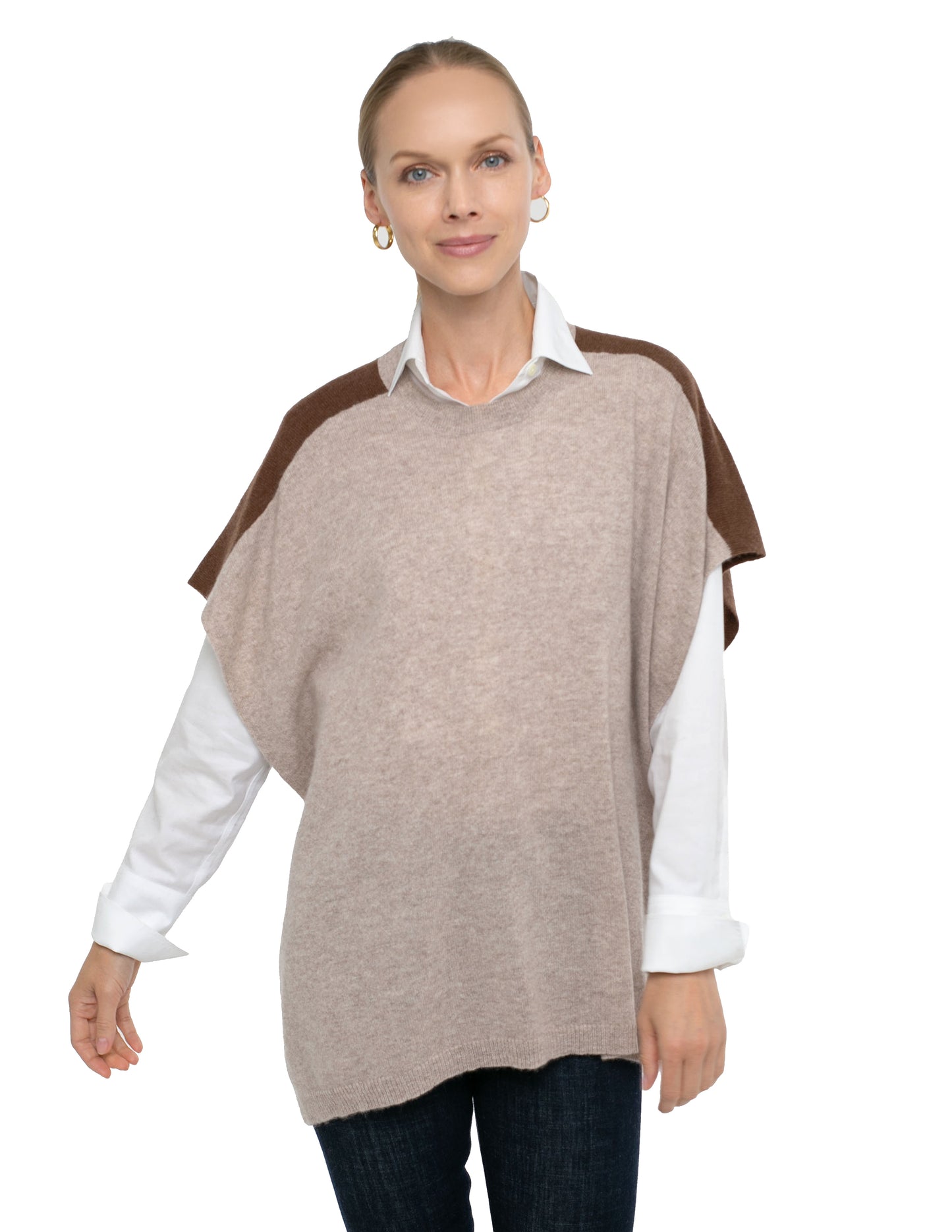 Cashmere Color Blocked Poncho