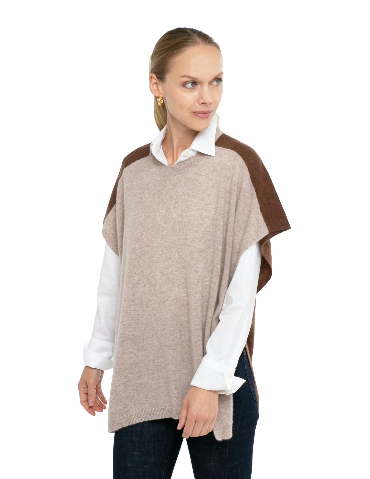 Cashmere Color Blocked Poncho