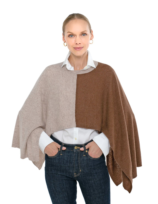 Cashmere Color Blocked Poncho