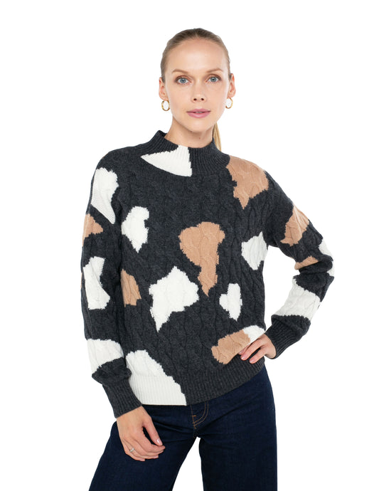 Cashmere Blend Long Sleeve Pattern Sweater