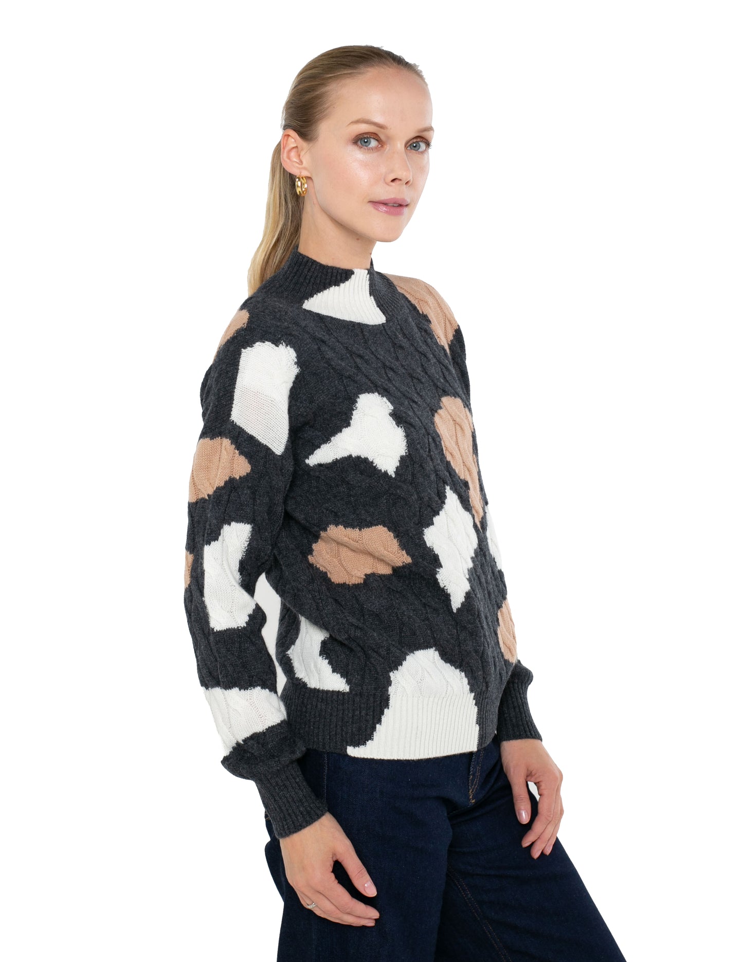 Cashmere Blend Long Sleeve Pattern Sweater