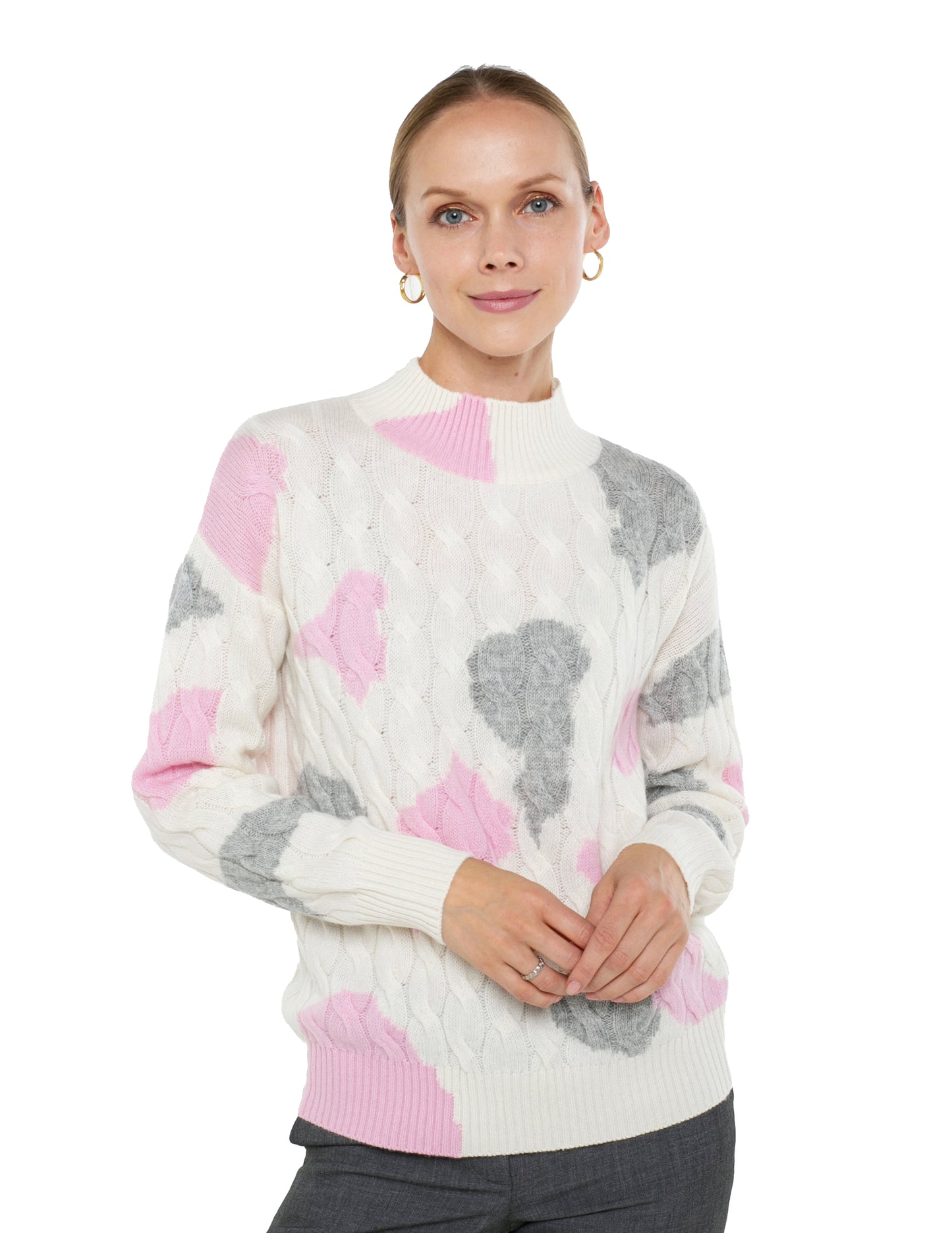 Cashmere Blend Long Sleeve Pattern Sweater