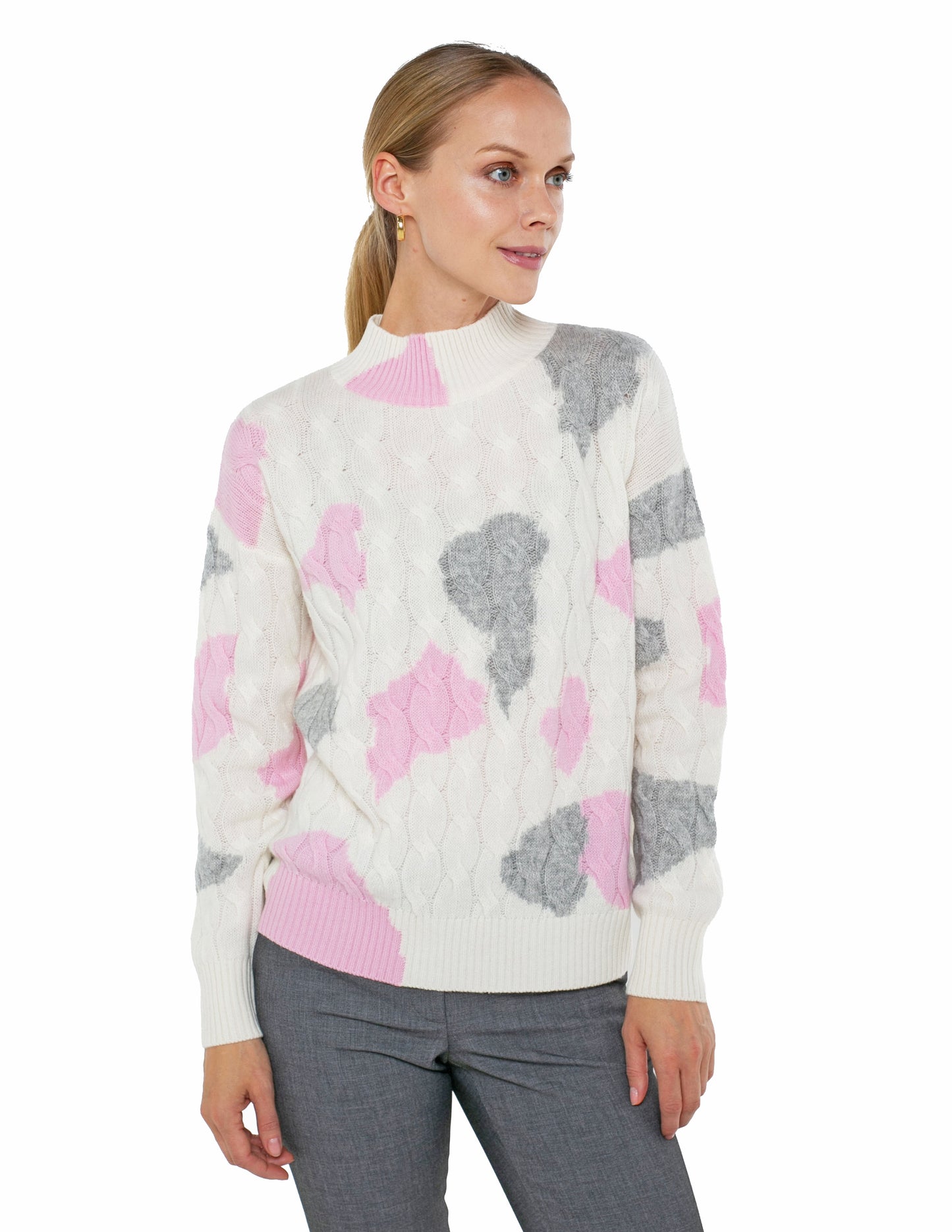 Cashmere Blend Long Sleeve Pattern Sweater