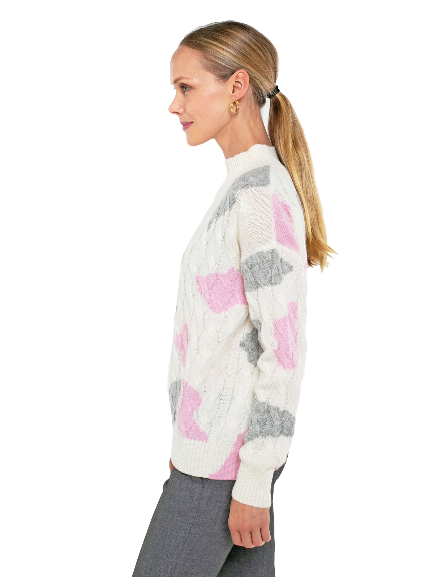 Cashmere Blend Long Sleeve Pattern Sweater