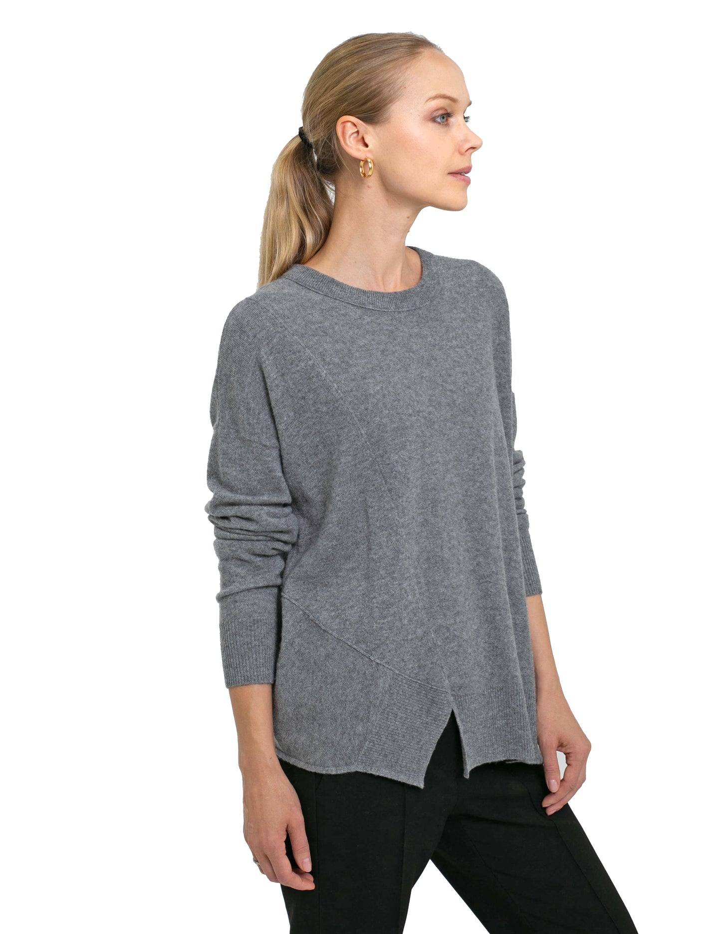 Cashmere Long Sleeve Assymetric Sweater