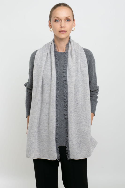 100% Cashmere Scarf with Contrast Fringe