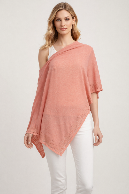 Linen Beading Detail Poncho
