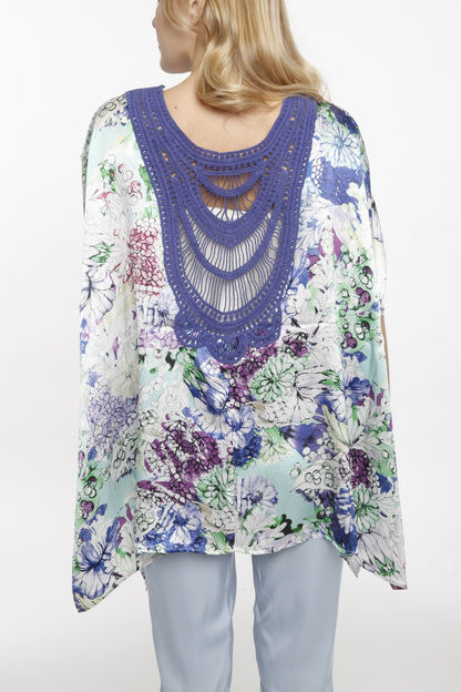 Cocoon Floral Printed Cardigan Crochet